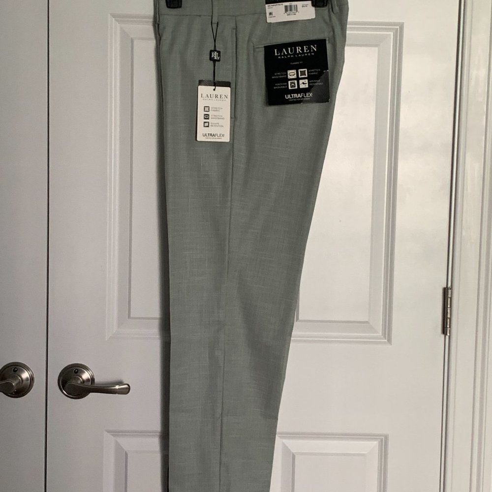 Ralph Lauren Men's Classic-Fit Gray Grid Dress Pants (34x30)